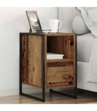 vidaXL Bedside Table Old Wood 39.5 x 30 x 50 cm Engineered Wood