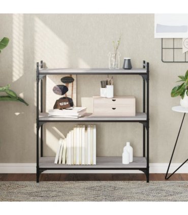 vidaXL Bookcase 3-Tier Grey Sonoma 80x30x86 cm Engineered Wood