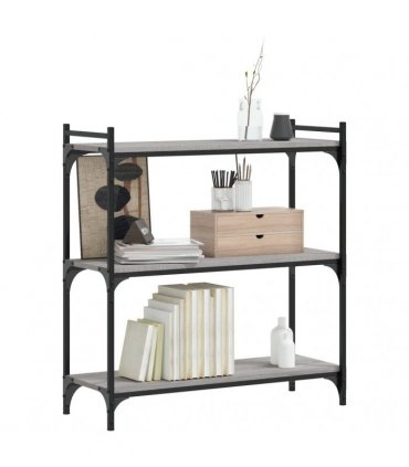 vidaXL Bookcase 3-Tier Grey Sonoma 80x30x86 cm Engineered Wood