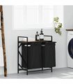 vidaXL Laundry Basket 2 Compartments with Shelf Smoked Oak