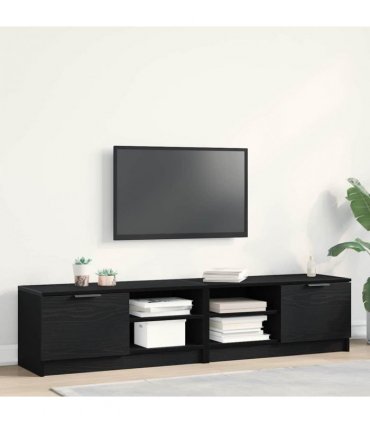 vidaXL TV Cabinet 2 pcs Black Oak 80 x 35 x 36.5 cm Engineered Wood