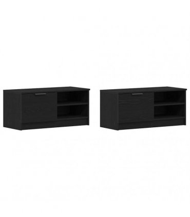 vidaXL TV Cabinet 2 pcs Black Oak 80 x 35 x 36.5 cm Engineered Wood