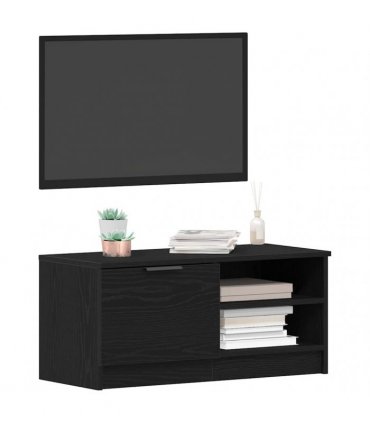 vidaXL TV Cabinet 2 pcs Black Oak 80 x 35 x 36.5 cm Engineered Wood