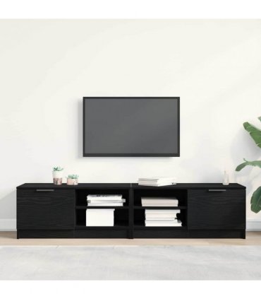 vidaXL TV Cabinet 2 pcs Black Oak 80 x 35 x 36.5 cm Engineered Wood