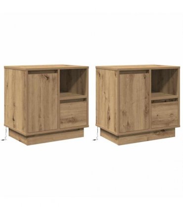 vidaXL Bedside Cabinet with Drawer 2 pcs Artisan Oak 50 x 34.5 x 50 cm