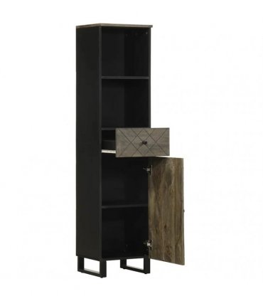 vidaXL Bathroom Cabinet Black 38x33x160 cm Solid Wood Mango
