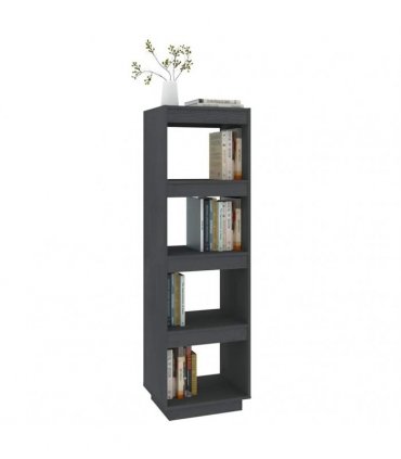 vidaXL Book Cabinet/Room Divider Grey 40x35x135 cm Solid Pinewood