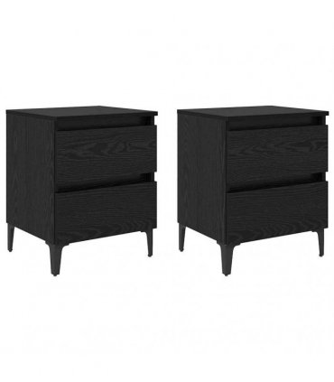vidaXL Bedside Cabinet 2 pcs Black oak 40 x 35 x 50 cm Engineered wood