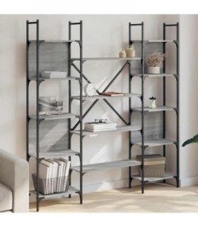 vidaXL Bookshelf Grey Sonoma 155.5x24x166.5 cm Engineered Wood