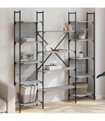 vidaXL Bookshelf Grey Sonoma 155.5x24x166.5 cm Engineered Wood