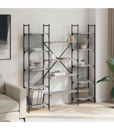 vidaXL Bookshelf Grey Sonoma 155.5x24x166.5 cm Engineered Wood