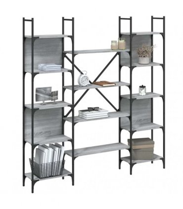 vidaXL Bookshelf Grey Sonoma 155.5x24x166.5 cm Engineered Wood