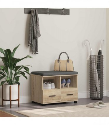 vidaXL Hall Bench with Cushion with Drawer Sonoma Oak 60 x 38 x 46 cm
