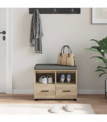 vidaXL Hall Bench with Cushion with Drawer Sonoma Oak 60 x 38 x 46 cm
