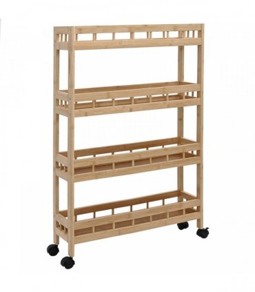vidaXL Kitchen Trolley with Wheels Natural 60 x 18 x 97 cm Bamboo