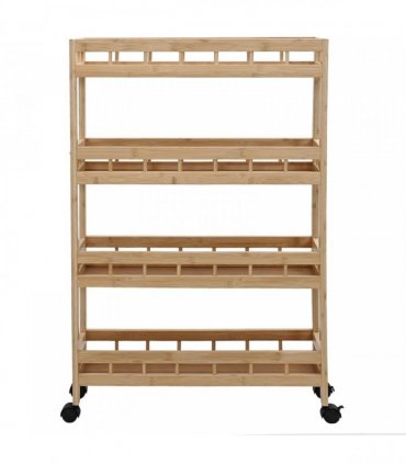 vidaXL Kitchen Trolley with Wheels Natural 60 x 18 x 97 cm Bamboo