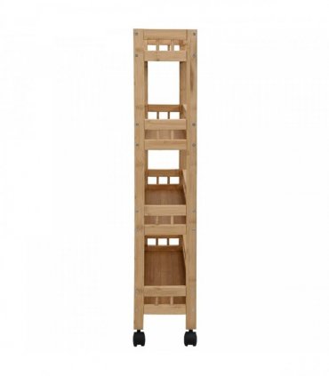 vidaXL Kitchen Trolley with Wheels Natural 60 x 18 x 97 cm Bamboo
