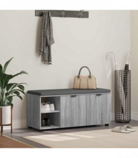 vidaXL Hall Bench with Cushion with Shelf Grey Sonoma 100 x 38 x 46 cm