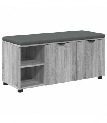 vidaXL Hall Bench with Cushion with Shelf Grey Sonoma 100 x 38 x 46 cm