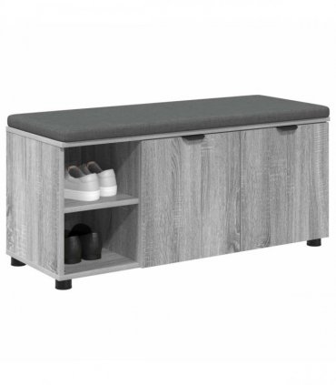 vidaXL Hall Bench with Cushion with Shelf Grey Sonoma 100 x 38 x 46 cm