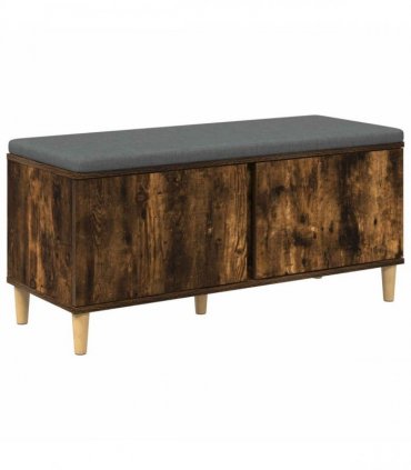 vidaXL Hall Bench with Cushion with Door Smoked Oak 100 x 38 x 46 cm