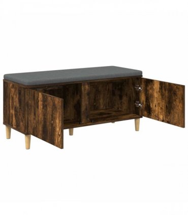 vidaXL Hall Bench with Cushion with Door Smoked Oak 100 x 38 x 46 cm