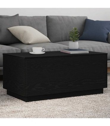 vidaXL Coffee Table with LED Lights Black Oak 90x50x40 cm