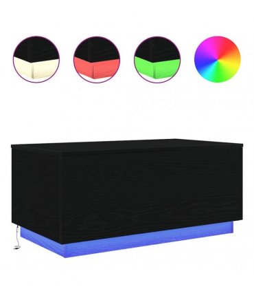 vidaXL Coffee Table with LED Lights Black Oak 90x50x40 cm