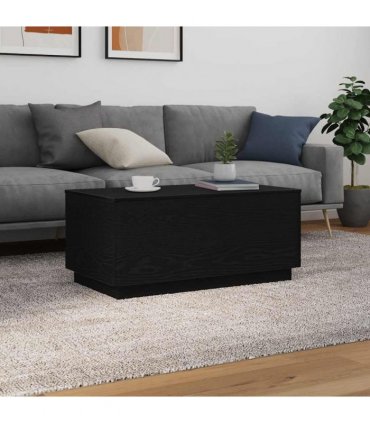 vidaXL Coffee Table with LED Lights Black Oak 90x50x40 cm