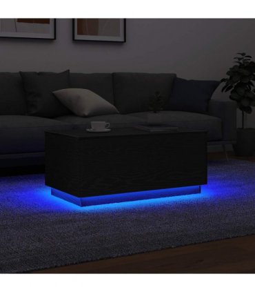 vidaXL Coffee Table with LED Lights Black Oak 90x50x40 cm