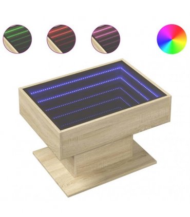 vidaXL Coffee Table with LED Sonoma Oak 70x50x45 cm Engineered Wood