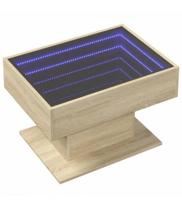 vidaXL Coffee Table with LED Sonoma Oak 70x50x45 cm Engineered Wood