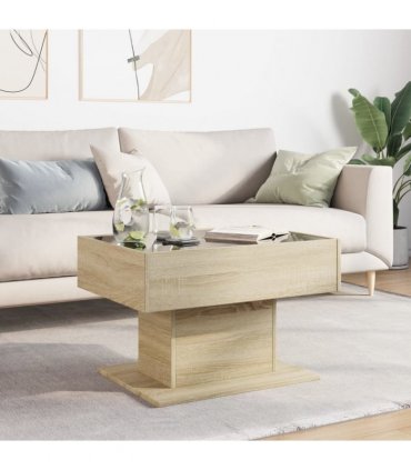 vidaXL Coffee Table with LED Sonoma Oak 70x50x45 cm Engineered Wood