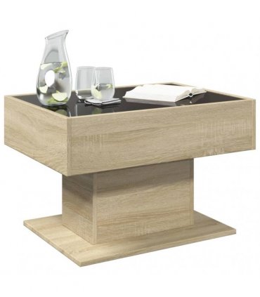 vidaXL Coffee Table with LED Sonoma Oak 70x50x45 cm Engineered Wood