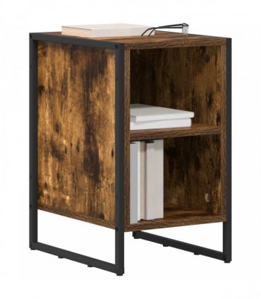 vidaXL Bedside Table Smoke Oak 39.5 x 30 x 50 cm Engineered Wood