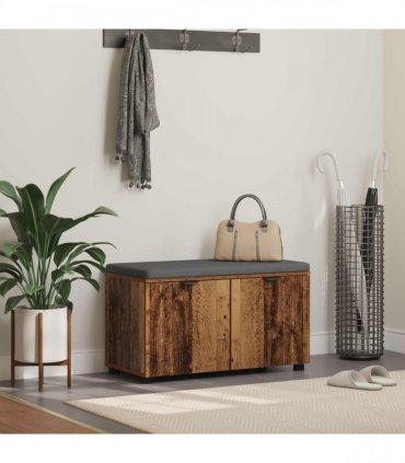 vidaXL Hall Bench Old Wood 80 x 38 x 46 cm Engineered Wood and Fabric