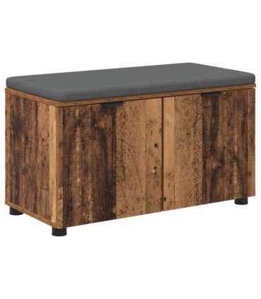 vidaXL Hall Bench Old Wood 80 x 38 x 46 cm Engineered Wood and Fabric