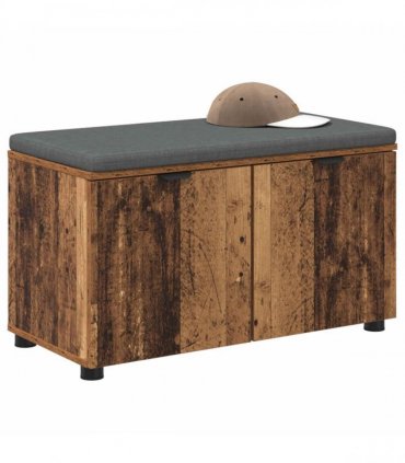 vidaXL Hall Bench Old Wood 80 x 38 x 46 cm Engineered Wood and Fabric