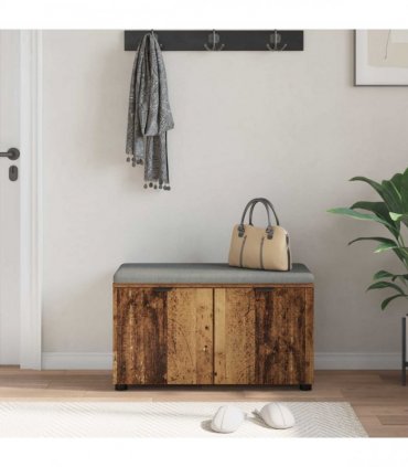 vidaXL Hall Bench Old Wood 80 x 38 x 46 cm Engineered Wood and Fabric
