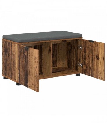 vidaXL Hall Bench Old Wood 80 x 38 x 46 cm Engineered Wood and Fabric
