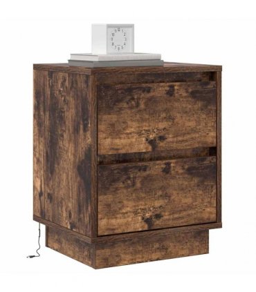 vidaXL Bedside Cabinet with Drawer 2 pcs Smoked Oak 39 x 34.5 x 50 cm