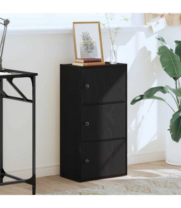 vidaXL Bookcase Black Oak 40x24x77 cm Engineered Wood