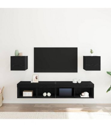 vidaXL TV Cabinet 2 pcs Black Oak 30.5 x 30 x 30 cm Engineered Wood