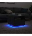 vidaXL Coffee Table with LED Lights Black Oak 50x49x40 cm