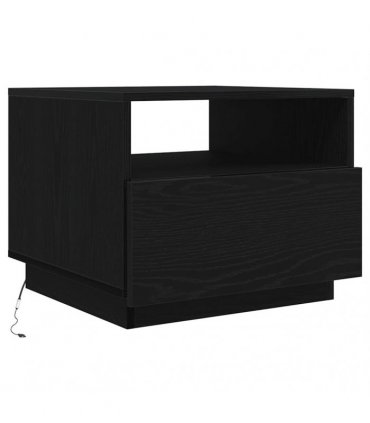 vidaXL Coffee Table with LED Lights Black Oak 50x49x40 cm