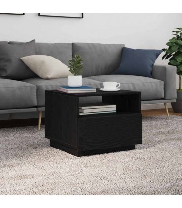 vidaXL Coffee Table with LED Lights Black Oak 50x49x40 cm