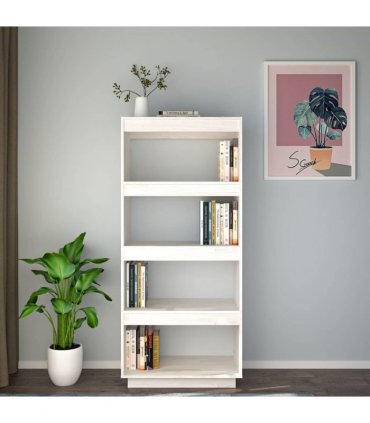 vidaXL Book Cabinet/Room Divider White 60x35x135 cm Solid Pinewood