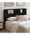 vidaXL Headboard Cabinet with LED Black Oak 140 x 16.5 x 103.5 cm