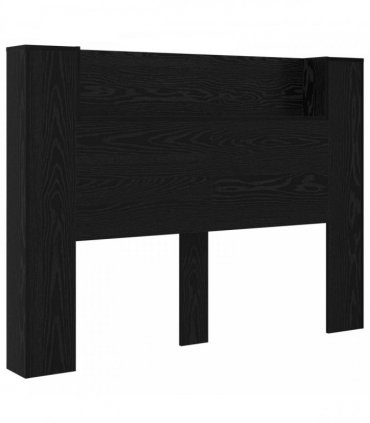 vidaXL Headboard Cabinet with LED Black Oak 140 x 16.5 x 103.5 cm