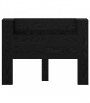 vidaXL Headboard Cabinet with LED Black Oak 140 x 16.5 x 103.5 cm